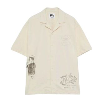 President's Bowling Shirt - Heren - Korte mouwen Overhemden - Beige - L - Overhemden