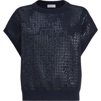 Brunello Cucinelli Dazzling Embroidery sweater in Blue at Nordstrom, Size Xx-Small Eu