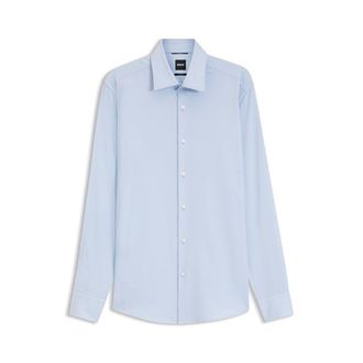 BOSS Slim-fit shirt in a thermoregulating structured cotton blend