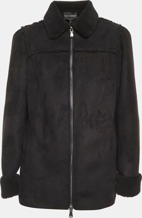 Emporio Armani Black Fleece Suede Zip Up Jacket