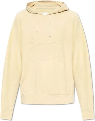 Givenchy Corduroy Embroidered Logo Hoodie - Heren - Hoodies - Beige - S - Hoodies & sweatvesten