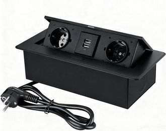 OEM Regleta El&eacute;ctrica, Regleta Con Usb, Toma Usb Integrada, Escritorio Con 2 Tomas Y 2 Puertos Carga Usb, Cable 1,5 Metros, Regleta El&eacute;ctrica Negra