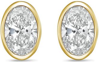 Diana M. Jewels 14Kt Yellow Gold 6.00 cts Lab Grown Oval Diamond Bezel Studs
