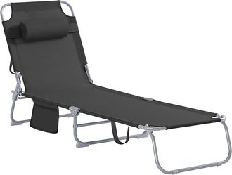 SoBuy Tumbona inclinable de acero plegable con almohada negro