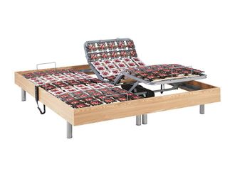 Vente-Unique Electric Adjustable Bed 2X65 Natural Oak - 2 X 80 X 200 Cm - OKIN in Light Oak | Size: Single