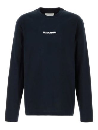 Jil Sander T-shirt a maniche lunghe con logo - Blu