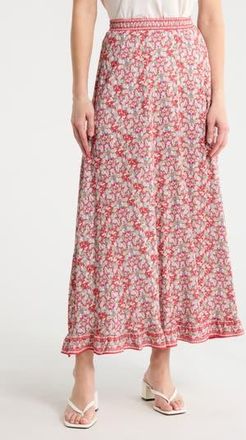 Max Studio Floral Pull-On Maxi Skirt in Claret/Cream Paisley at Nordstrom Rack, Size X-Small