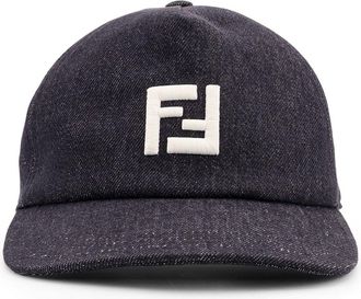 Fendi Denim Baseball Hat With Logo Embroidery