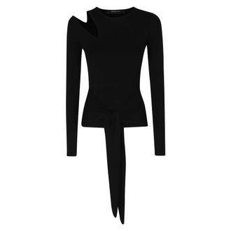 Federica Tosi Truien & Vesten, Dames, Zwart, XS, Maglia Cut Off con Fusciacca