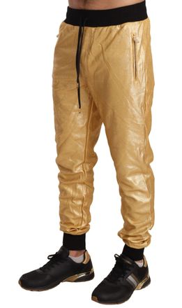 Dolce & Gabbana Mens Metallic Cotton Joggers Gold