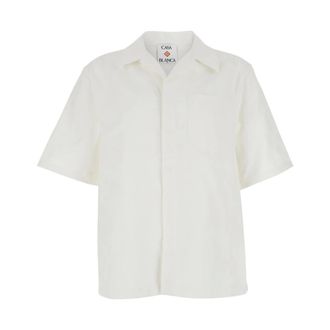 Casablanca Camicia Monogram Maniche Corte - - Shirts - Uomo - Bianco - XL