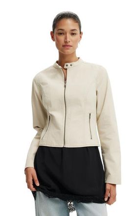 Cotton On Womens Bay Moto Jacket in Ecru at Nordstrom, Size 10