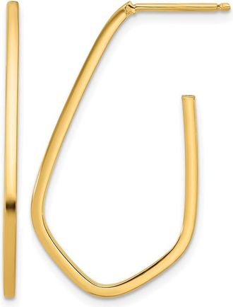 Diamond2Deal 14K Yellwo Gold Geometric Shaped J-Hoop Post Earrings