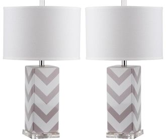 Safavieh Juego de 2 lamparas de mesa de ceramica gris