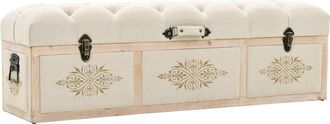 vidaXL Banco De Almacenamiento De Madera Maciza De Abeto Crema 110 Cm Vidaxl
