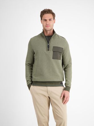 Lerros Strickpullover LERROS Stricktroyer in Strukturstrick, Herren, Gr. M, gr&uuml;n (nordic olive), 100% Baumwolle, ohne Ausschnitt, Pullover Strickpullover