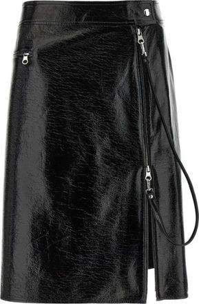 Courr&egrave;ges Zwarte Vinyl Rok Ritssluiting - Dames - Midirokken - Zwart - XS - Rokken