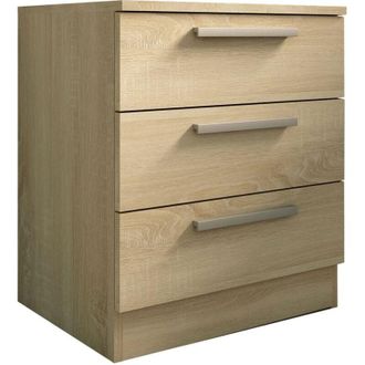 Home Heavenly Home Heavenly - Mesita De Noche De 3 Cajones Cube, De Madera Aglomerada, Sistema De Apertura Con Bisagras, Tiradores Rectos Color: Blanco