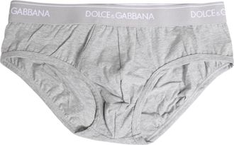 Dolce & Gabbana Mens Gray Cotton Stretch Regular Brief Underwear Clothing