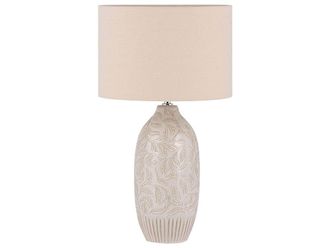 Beliani L&aacute;mpara de mesa cer&aacute;mica beige