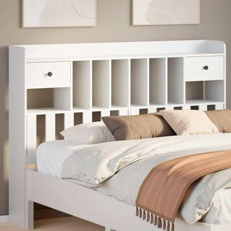 vidaXL Testiera Con Ripiani Bianca 160 Cm In Legno Massello Di Pino - Vidaxl