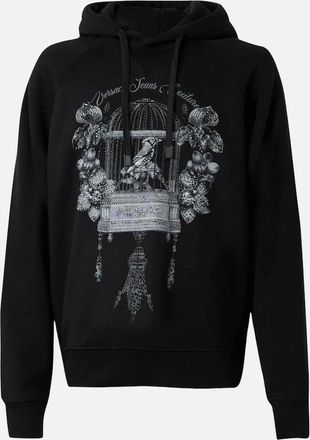 Versace Mens Loose Fit Studded Bird Logo Black Hoodie - Size: 38