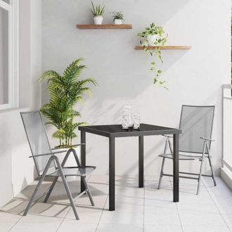 vidaXL Conjunto De Comedor De Jard&iacute;n Plegable 3 Pcs Antracita Acero Vidaxl