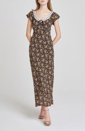 Wayf Margerie Maxi Sundress in Black Ditsy at Nordstrom Rack, Size X-Small