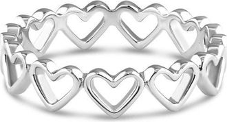 Devata Open Heart Eternity Ring in Rhodium Plated Sterling Silver at Nordstrom, Size 7