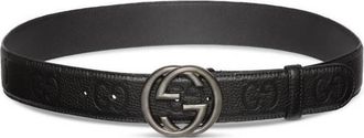 Gucci Interlocking G Buckle Leather Belt, Size 110 cm