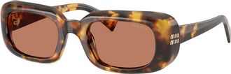 Miu Miu Rectangle-frame Sunglasses - Brown Havana - One Size