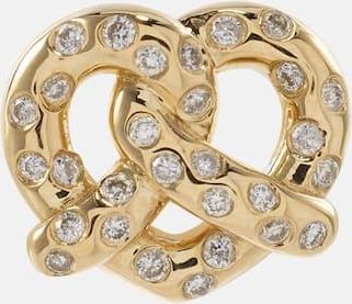 Sydney Evan Pretzel 14kt gold single stud earring with diamonds