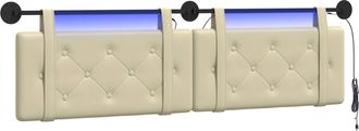 vidaXL Cabecero Colgante Con Luz Led Crema Cuero Sint&eacute;tico Vidaxl