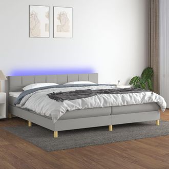 vidaXL Vidaxl - Cama Box Spring Con Colch&oacute;n Tela Y Led Gris Claro 200x200 Cm