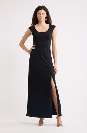 Chelsea28 Scoop Neck Seamed Maxi Dress in Black at Nordstrom, Size Xx-Small