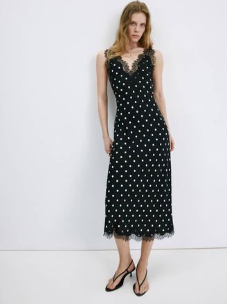 Mango Vestito pois dettaglio pizzo nero - Donna - XS - MANGO