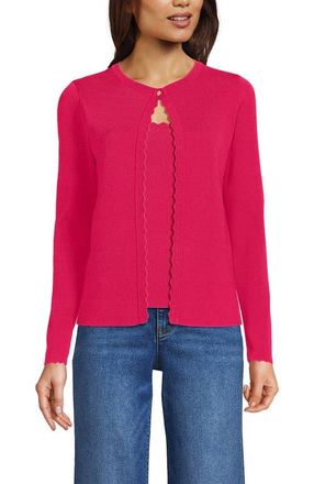 Lands End Blend Scallop Edge Fitted Cardigan Sweater in Berry Rouge at Nordstrom, Size X-Small