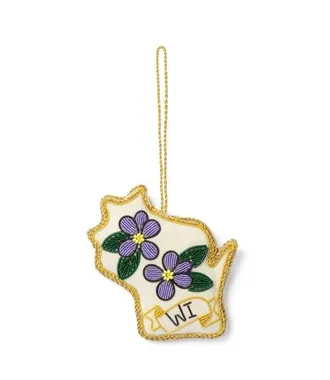 Matr Boomie Wisconsin State Violet Beaded Fabric Ornament - Embroidered in White at Nordstrom
