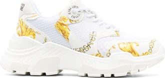 Versace Jeans Couture White Berry Gold Baroque Motif Chunky Sneakers