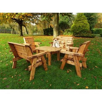 Charles Taylor Trading Charles Taylor - Little Fellas 4 Seater Wooden Dining Table 2 Chairs 2 Park Bench
