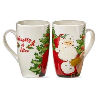 Tag Naughty Or Nice Vintage Santa Mug - Christmas Drinkware in Multicolored at Nordstrom