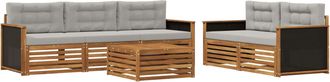 vidaXL Conjunto De Sof&aacute;s De Exterior 6 Uds. Natural Y Gris Claro Vidaxl