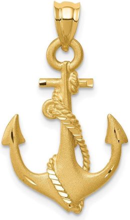 Diamond2Deal 14k Yellow Gold Brushed & Diamond-cut Anchor Pendant