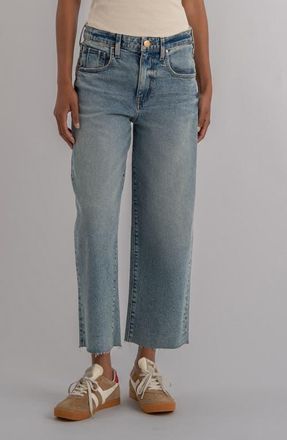 Kut from the Kloth Gwen Raw Hem High Waist Crop Wide Leg Jeans in Regard at Nordstrom, Size 10
