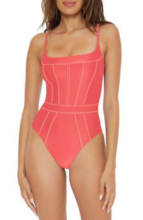 BECCA by Rebecca Virtue Color Sheen One-Piece Swimsuit in Coral at Nordstrom Rack, Size Small