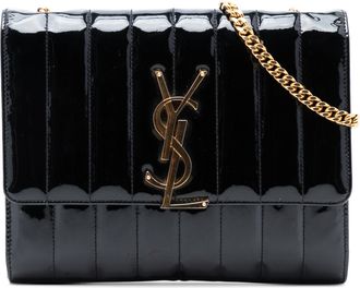 Saint Laurent Pre-owned Womens Medium Patent Vicky Crossbody - Black Leather - One Size