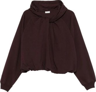 Dries Van Noten Hoodie met gedraaid detail en raglanmouwen - Dames - Hoodies - Bruin - S - Katoen - Hoodies & sweatvesten
