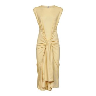 Toteme Midi Dresses, female, Yellow, Size: XS Draped Belted Midi Dress