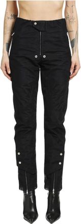 Rick Owens Pantaloni Motopants - Dames - Straight fit broeken - Zwart - M - Katoen - Broeken