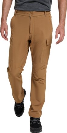 Mountain Warehouse Beacon Mens Fleece Lined Softshell Trousers - Water-Resistant Trousers with Lots of Pockets & Elastic Waistband - Autumn Winter Walking, Outdoors Tan 